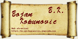 Bojan Kopunović vizit kartica